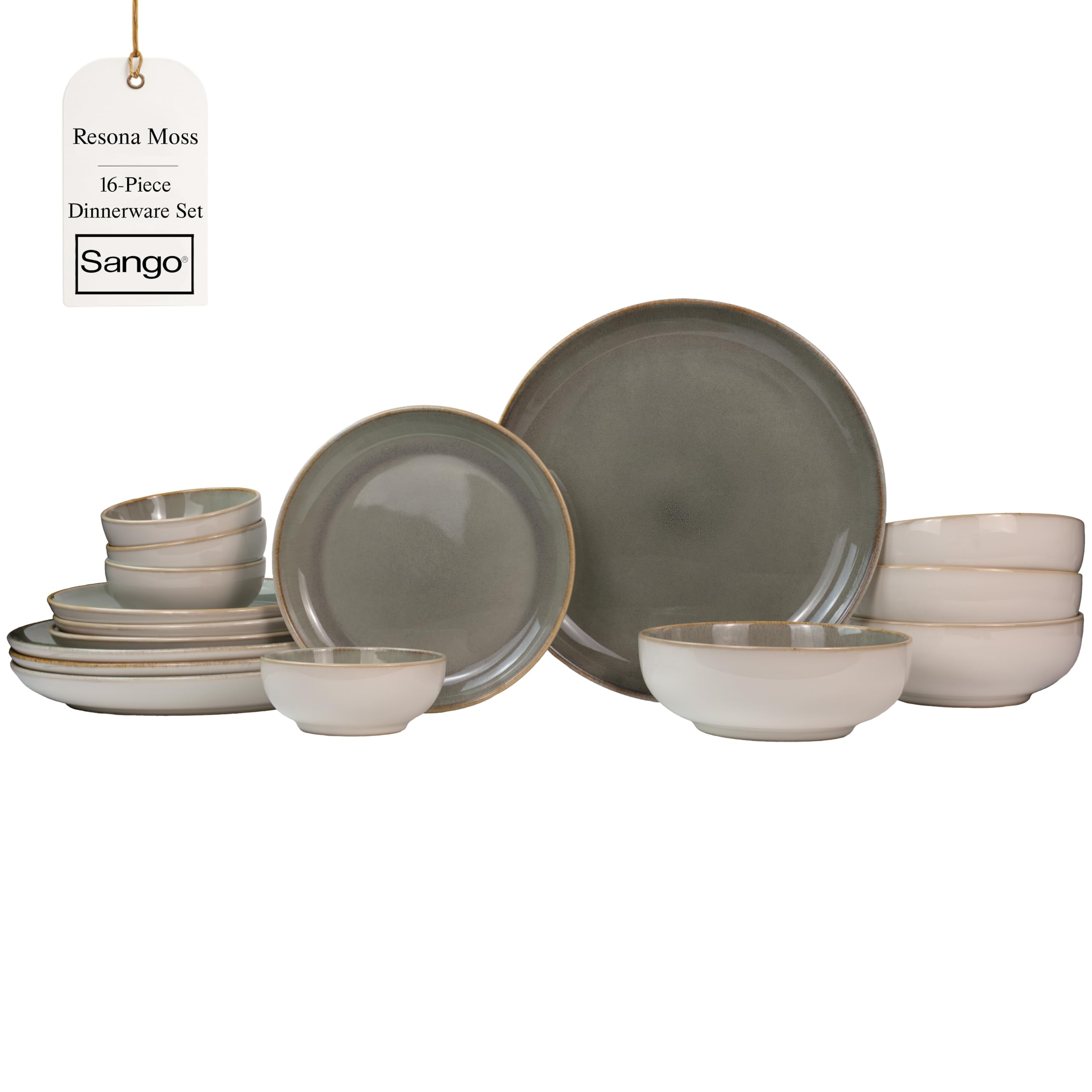 Amazon.com | Sango 16-Piece Stoneware Dinnerware Set for 4, Glossy